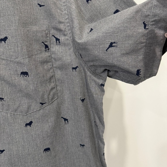 Banana Republic Luxe Poplin Slim Fit L Gray Safari Patterned Casual Shirt - Picture 17 of 17